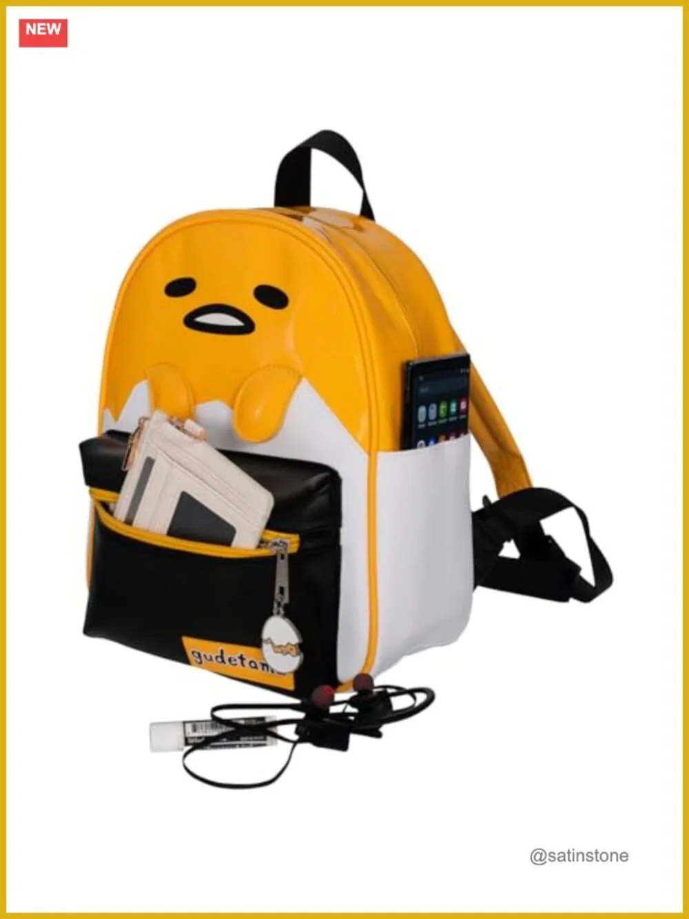 Gudetama Mini PU Leather Backpack Purse with Epoxy Charm
